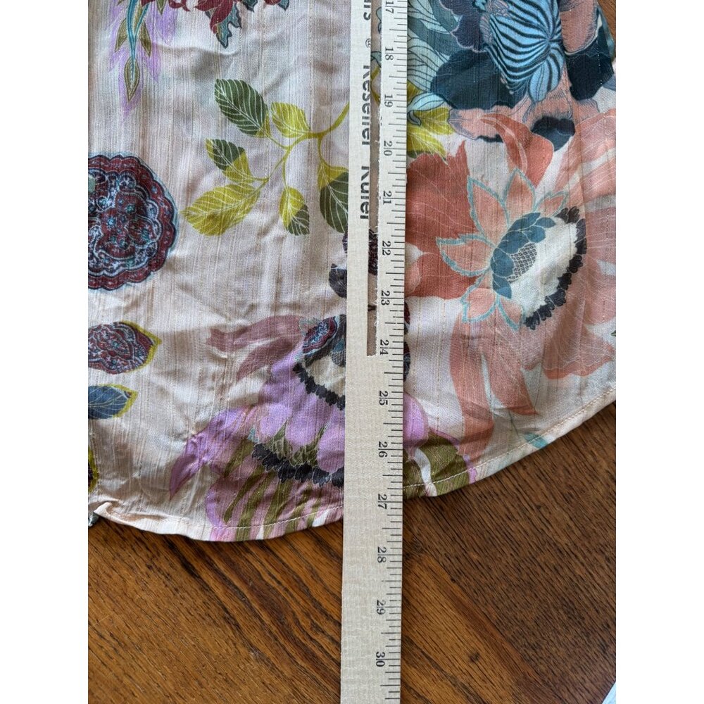 Soft Surroundings Floral Tunic Top M Metallic Threads Ruffles Tassels - Picture 4 of 9